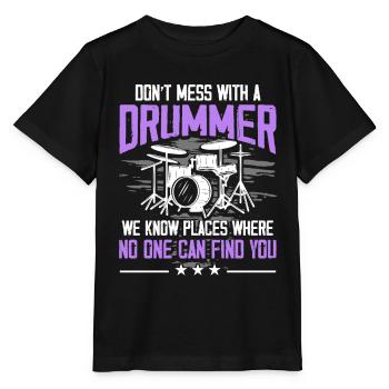 Don’t Mess With A Drummer - Batteur - T-shirt bio MINI CREATOR Stanley/Stella Enfant - noir - Devant - Mikhail (115cm)