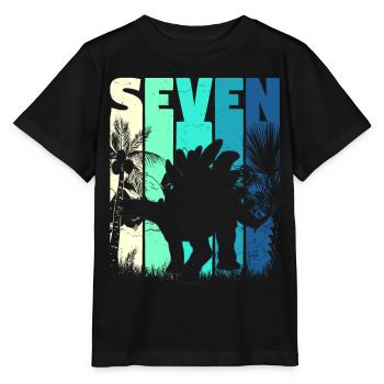 Stegosaurus 7 ans garçon 7ème anniversaire rétro - T-shirt bio MINI CREATOR Stanley/Stella Enfant - noir - Devant - Mikhail (115cm)