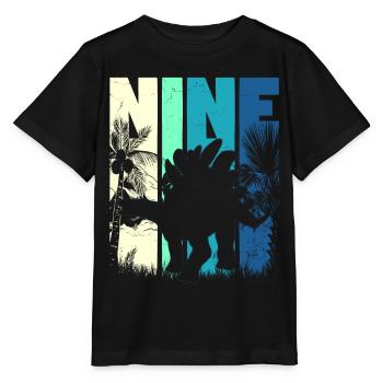 Stegosaurus 9 ans garçon 9ème anniversaire rétro - T-shirt bio MINI CREATOR Stanley/Stella Enfant - noir - Devant - Mikhail (115cm)