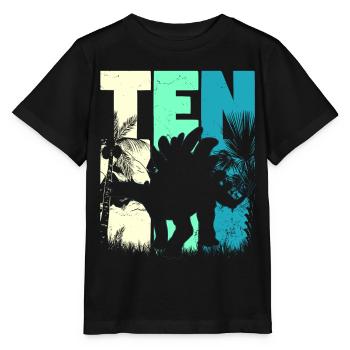 Stegosaurus garçon de 10 ans 10e anniversaire - T-shirt bio MINI CREATOR Stanley/Stella Enfant - noir - Devant - Mikhail (115cm)