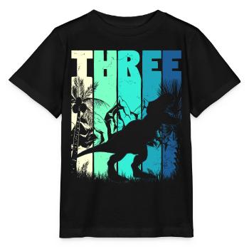 Tyrannosaurus Rex 3 years old boy 3rd birthday - Stanley/Stella MINI CREATOR Kids’ T-Shirt - black - Front - Mikhail (115cm)