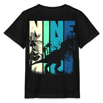 Tyrannosaurus Rex 9 ans Garçon 9ème anniversaire - T-shirt bio MINI CREATOR Stanley/Stella Enfant - noir - Devant - Mikhail (115cm)