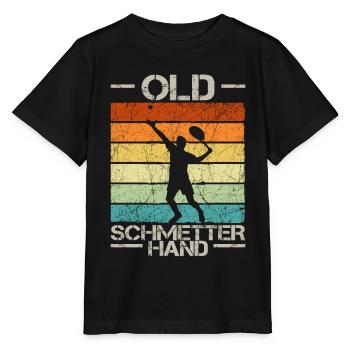 Old Schmetterhand Tennis Lustiger Spruch Sport - Stanley/Stella Kinder T-Shirt MINI CREATOR  - Schwarz - Vorne - Mikhail (115cm)