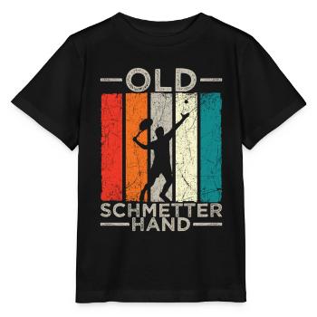 Old Schmetterhand Tennis Lustiger Spruch Sport - Stanley/Stella Kinder T-Shirt MINI CREATOR  - Schwarz - Vorne - Mikhail (115cm)