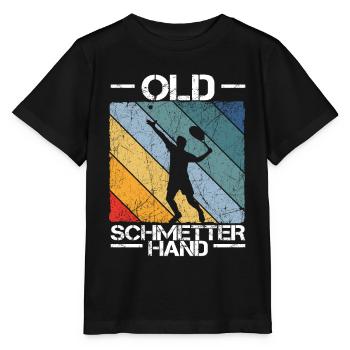 Old Schmetterhand Tennis Lustiger Spruch Sport - Stanley/Stella Kinder T-Shirt MINI CREATOR  - Schwarz - Vorne - Mikhail (115cm)