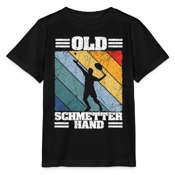 Old Schmetterhand Tennis Lustiger Spruch Sport - Stanley/Stella Kinder T-Shirt MINI CREATOR  - Schwarz - Vorne - Mikhail (115cm)