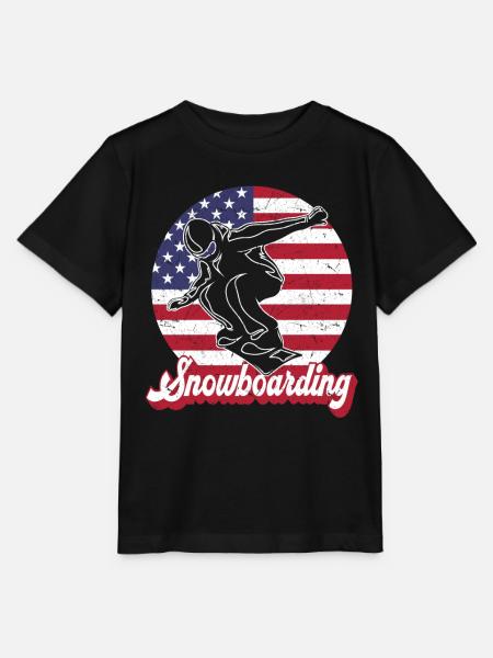 Snowboarding American Flag Snowboarder - Stanley/Stella Kinder T-Shirt MINI CREATOR  - Schwarz