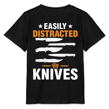 Easily Distracted By Knives Chefs Tools Kitchen Fo - Stanley/Stella MINI CREATOR Kids’ T-Shirt - black - Front - Mikhail (115cm)