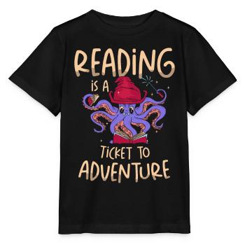 La lecture est un billet pour l’aventure - T-shirt bio MINI CREATOR Stanley/Stella Enfant - noir - Devant - Mikhail (115cm)