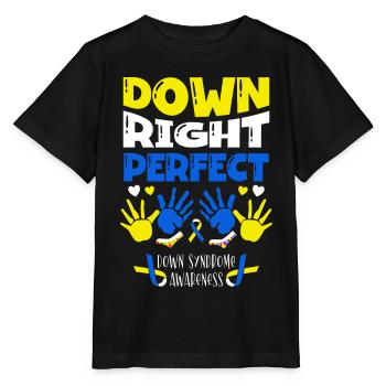 Down Right Perfect Down-syndrom-bewusstsein - Stanley/Stella Kinder T-Shirt MINI CREATOR  - Schwarz - Vorne - Mikhail (115cm)