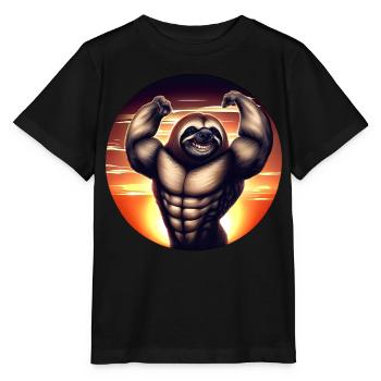 Muscular sloth in sunset - Stanley/Stella MINI CREATOR Kids’ T-Shirt - black - Front - Mikhail (115cm)