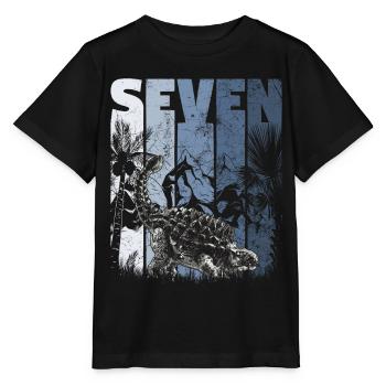 Ankylosaurus 7 ans Dino 7ème anniversaire - T-shirt bio MINI CREATOR Stanley/Stella Enfant - noir - Devant - Mikhail (115cm)