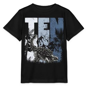 Ankylosaurus 10 ans Dino 10e anniversaire - T-shirt bio MINI CREATOR Stanley/Stella Enfant - noir - Devant - Mikhail (115cm)