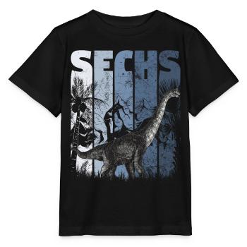 Brachiosaurus 6 Jahre Alt Dino 6. Geburtstag - Stanley/Stella Kinder T-Shirt MINI CREATOR  - Schwarz - Vorne - Mikhail (115cm)