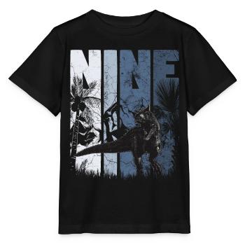 Carnotaurus 9 ans Dino 9ème anniversaire - T-shirt bio MINI CREATOR Stanley/Stella Enfant - noir - Devant - Mikhail (115cm)