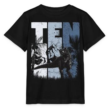 Carnotaurus 10 ans Dino 10ème anniversaire - T-shirt bio MINI CREATOR Stanley/Stella Enfant - noir - Devant - Mikhail (115cm)