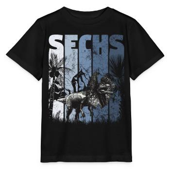 Dilophosaurus 6 Jahre Alt Dino 6. Geburtstag - Stanley/Stella Kinder T-Shirt MINI CREATOR  - Schwarz - Vorne - Mikhail (115cm)