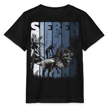 Dilophosaurus 7 Jahre Alt Dino 7. Geburtstag - Stanley/Stella Kinder T-Shirt MINI CREATOR  - Schwarz - Vorne - Mikhail (115cm)
