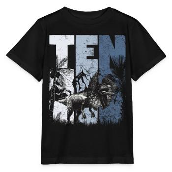 Dilophosaurus 10 ans Dino 10e anniversaire - T-shirt bio MINI CREATOR Stanley/Stella Enfant - noir - Devant - Mikhail (115cm)