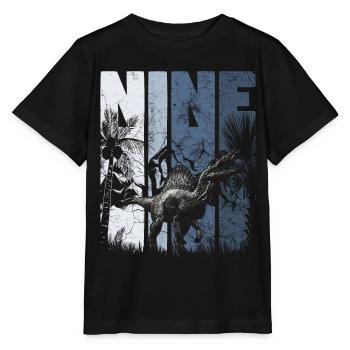 Spinosaurus 9 ans Dino 9ème anniversaire - T-shirt bio MINI CREATOR Stanley/Stella Enfant - noir - Devant - Mikhail (115cm)