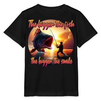 Plus le poisson est gros, plus le sourire est grand - T-shirt bio MINI CREATOR Stanley/Stella Enfant - noir - Devant - Mikhail (115cm)