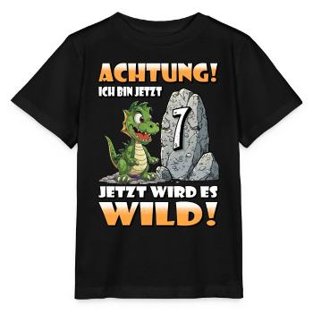 Endlich 7 Jahre alt | 7. Geburtstag - Stanley/Stella Kinder T-Shirt MINI CREATOR  - Schwarz - Vorne - Mikhail (115cm)