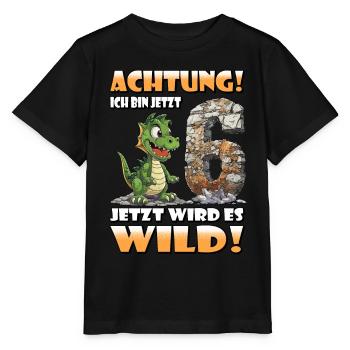 Endlich 6 Jahre alt | 6. Geburtstag - Stanley/Stella Kinder T-Shirt MINI CREATOR  - Schwarz - Vorne - Mikhail (115cm)