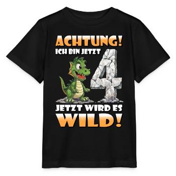 Endlich 4 Jahre alt | 4. Geburtstag - Stanley/Stella Kinder T-Shirt MINI CREATOR  - Schwarz - Vorne - Mikhail (115cm)