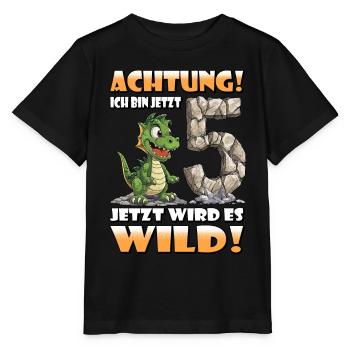 Endlich 5 Jahre alt | 5. Geburtstag - Stanley/Stella Kinder T-Shirt MINI CREATOR  - Schwarz - Vorne - Mikhail (115cm)