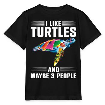 Sea Turtle Tortoise I Like Turtles - Stanley/Stella Kinder T-Shirt MINI CREATOR  - Schwarz - Vorne - Mikhail (115cm)