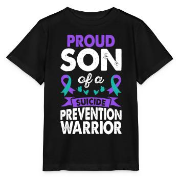 Fils du guerrier de la prévention du suicide - T-shirt bio MINI CREATOR Stanley/Stella Enfant - noir - Devant - Mikhail (115cm)