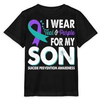 Wear teal & purple for awareness - Stanley/Stella MINI CREATOR Kids’ T-Shirt - black - Front - Mikhail (115cm)