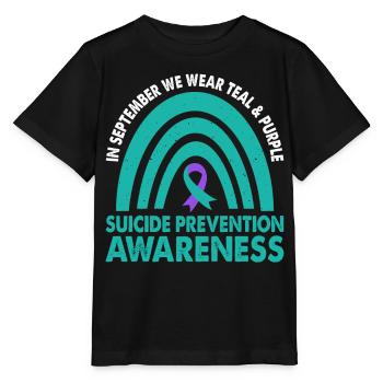 Im September Tragen Wir Teal &; Purple Suicide - Stanley/Stella Kinder T-Shirt MINI CREATOR  - Schwarz - Vorne - Mikhail (115cm)