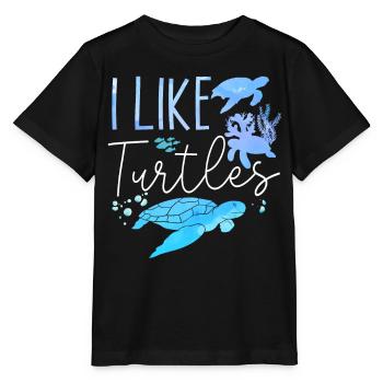 Sea Turtle Tortoise I Like Turtles - Stanley/Stella Kinder T-Shirt MINI CREATOR  - Schwarz - Vorne - Mikhail (115cm)