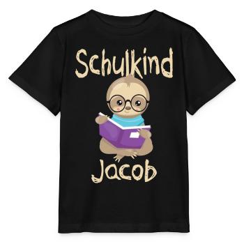 Schulkind Jacob Faultier - Stanley/Stella Kinder T-Shirt MINI CREATOR  - Schwarz - Vorne - Mikhail (115cm)