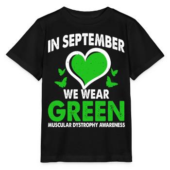 En septembre, nous portons la dystrophie musculaire verte - T-shirt bio MINI CREATOR Stanley/Stella Enfant - noir - Devant - Mikhail (115cm)