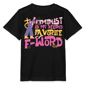 Feminist Feminist Is My Second - Stanley/Stella Kinder T-Shirt MINI CREATOR  - Schwarz - Vorne - Mikhail (115cm)