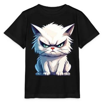 cat grumpy grumpy grumpy meow funny - Stanley/Stella MINI CREATOR Kids’ T-Shirt - black - Front - Mikhail (115cm)