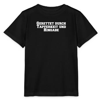 Feuerwehr - Gerettet durch Tapferkeit und Hingabe - Stanley/Stella Kinder T-Shirt MINI CREATOR  - Schwarz - Vorne - Mikhail (115cm)