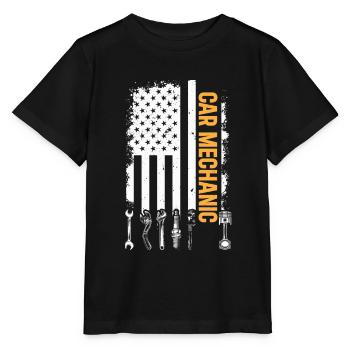Car Mechanic US Flag Auto Mechanic - Stanley/Stella MINI CREATOR Kids’ T-Shirt - black - Front - Mikhail (115cm)