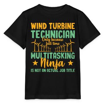 Windkraftanlagentechniker Windmühle Erneuerbare - Stanley/Stella Kinder T-Shirt MINI CREATOR  - Schwarz - Vorne - Mikhail (115cm)