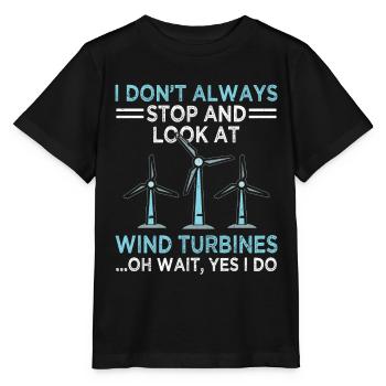 Windkraftanlage Windmühle Erneuerbare Energien - Stanley/Stella Kinder T-Shirt MINI CREATOR  - Schwarz - Vorne - Mikhail (115cm)