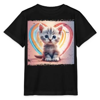 Warm cat - Stanley/Stella MINI CREATOR Kids’ T-Shirt - black - Front - Mikhail (115cm)