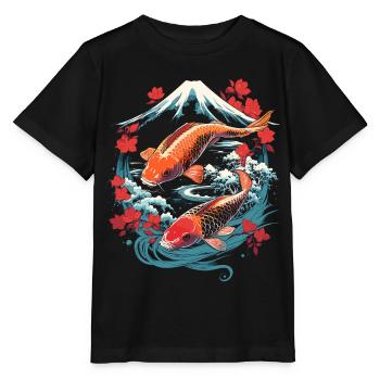 Koi Fish in Zen Garden - Stanley/Stella MINI CREATOR Kids’ T-Shirt - black - Front - Mikhail (115cm)