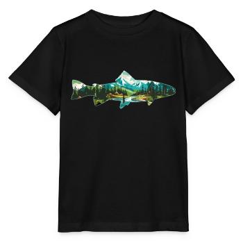 Fliegenfischen auf Forellen: Retro-Liebe zum - Stanley/Stella Kinder T-Shirt MINI CREATOR  - Schwarz - Vorne - Mikhail (115cm)