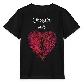 Oboistin mit Herz Oboe Musikerin Notenschlüssel - Stanley/Stella Kinder T-Shirt MINI CREATOR  - Schwarz - Vorne - Mikhail (115cm)