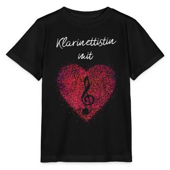Klarinettistin mit Herz Klarinette Musik Orchester - Stanley/Stella Kinder T-Shirt MINI CREATOR  - Schwarz - Vorne - Mikhail (115cm)