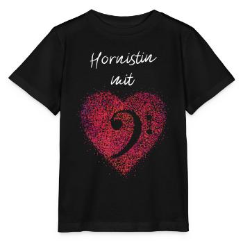 Hornistin mit Herz Waldhornspielerin Waldhorn - Stanley/Stella Kinder T-Shirt MINI CREATOR  - Schwarz - Vorne - Mikhail (115cm)