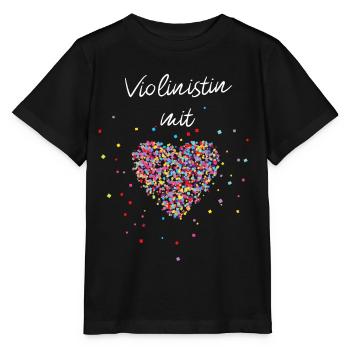 Violinist mit Herz Violine Geige Musiklehrerin - Stanley/Stella Kinder T-Shirt MINI CREATOR  - Schwarz - Vorne - Mikhail (115cm)