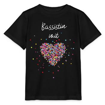 Bassistin mit Herz Kontrabass Musik Musiklehrerin - Stanley/Stella Kinder T-Shirt MINI CREATOR  - Schwarz - Vorne - Mikhail (115cm)